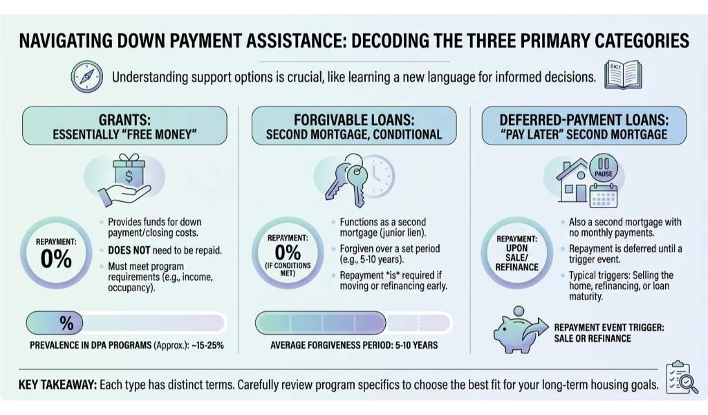 Types of Down Payment Assistance: Grants, Forgivable Loans, and Second Liens
